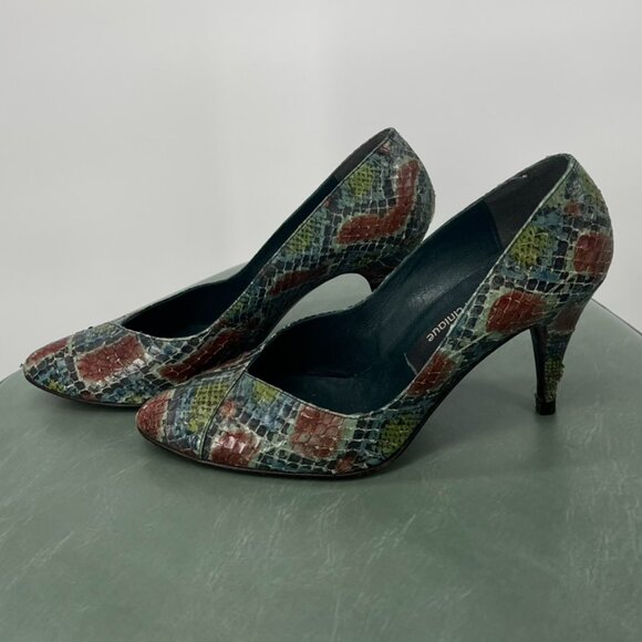 Stuart Weitzman Pumps Alligator Print Vintage Size 6 - Picture 4 of 6